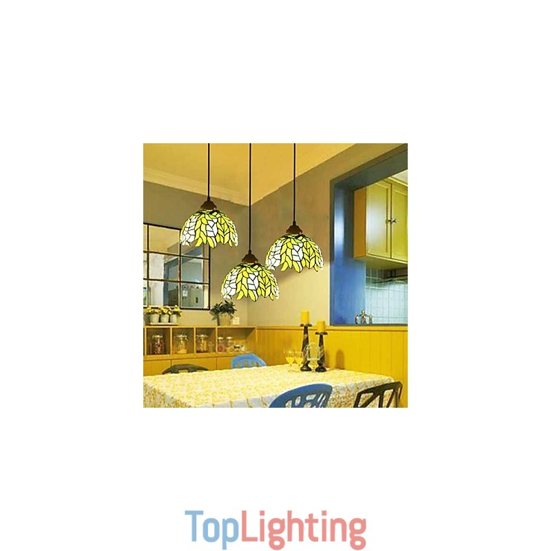 European Rural Creative Arts Stained Glass Chandelier Restoring Ancient Ways Lamp Light