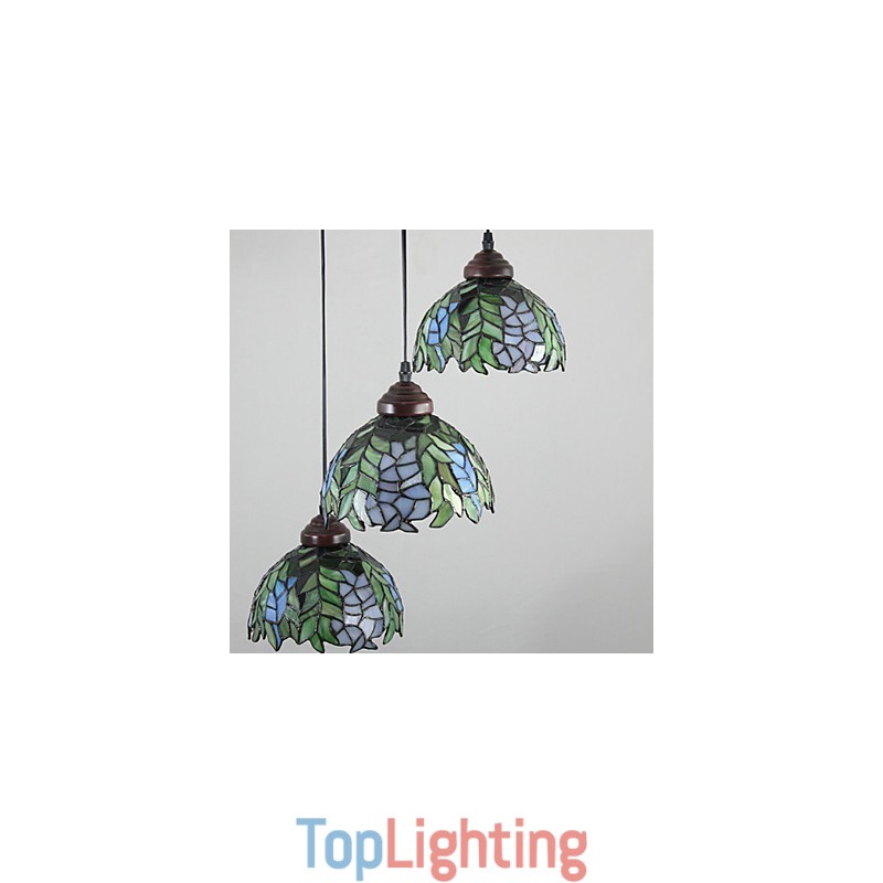 European Rural Creative Arts Stained Glass Chandelier Restoring Ancient Ways Lamp Light
