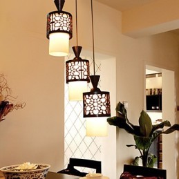 Modern Chinese Style Classical Solid Wood Drum Creative Single Head Droplight Lamp Light