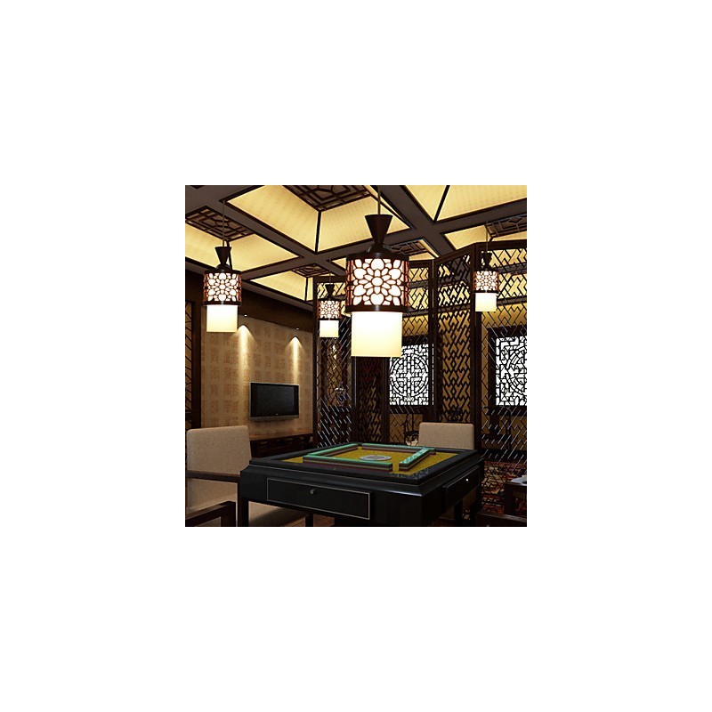 Modern Chinese Style Classical Solid Wood Drum Creative Single Head Droplight Lamp Light