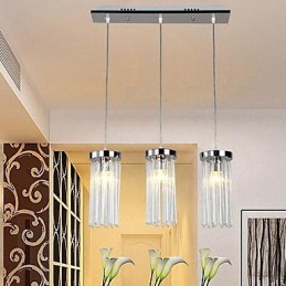 Modern Contemporary Crystal Chrome Metal Pendant Light