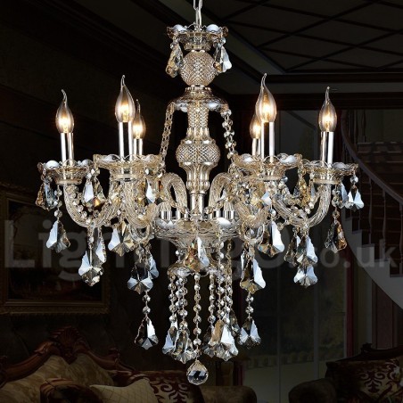 Retro Vintage Cognac Color K9 Crystal Modern Chandelier with 6 Lights Retro Vintage Cognac Color K9 Crystal Modern Chandelier with 6 Lights