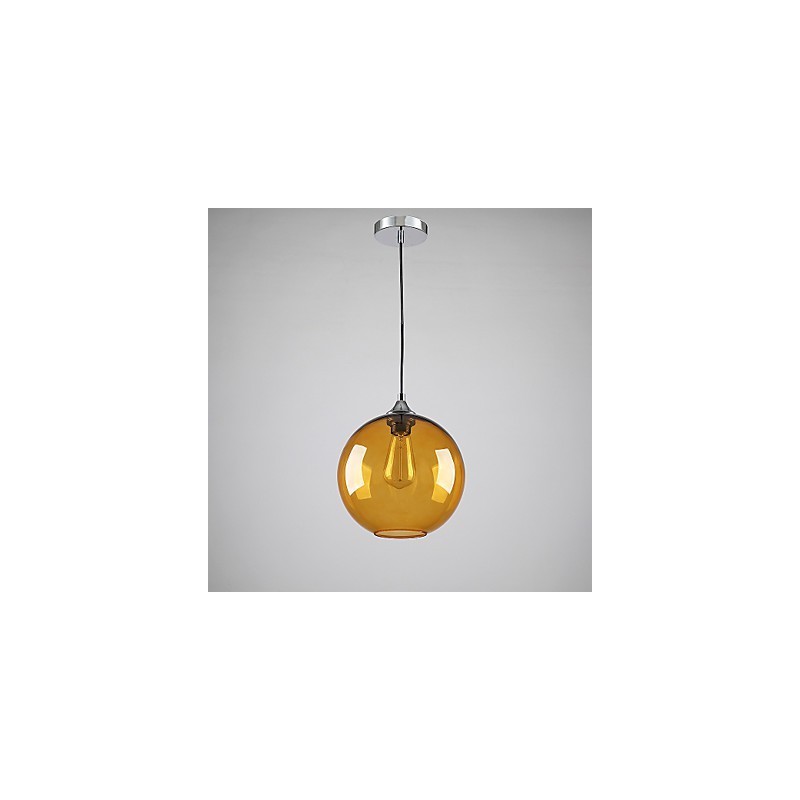 Modern Glass Pendant Light in Round amber Bubble Design Glass Shade