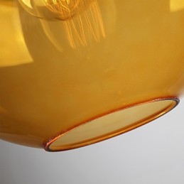 Modern Glass Pendant Light in Round amber Bubble Design Glass Shade