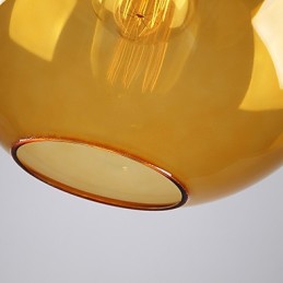 Modern Glass Pendant Light in Round amber Bubble Design Glass Shade