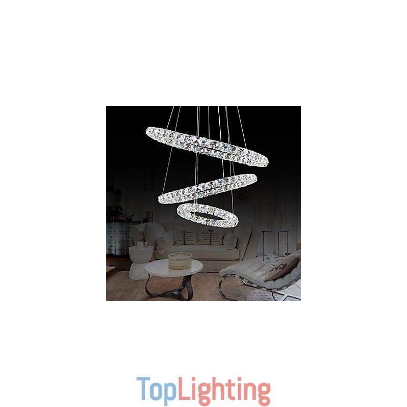 44W Modern Contemporary Crystal Chrome Metal Pendant Light