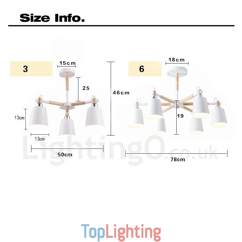 3 Light Modern Contemporary Wood Chandelier Light