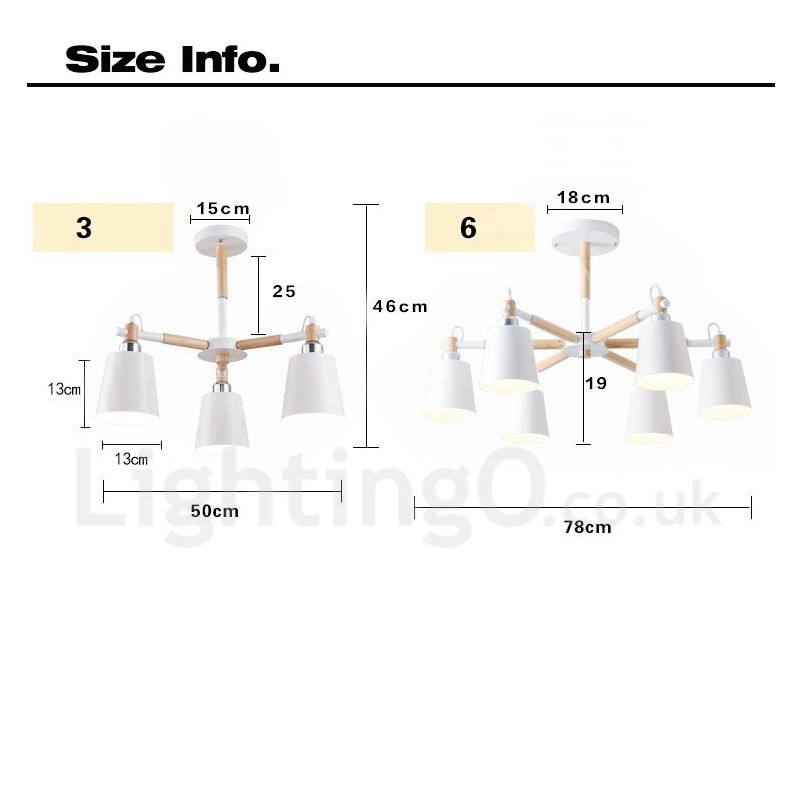Modern Contemporary Wood 6 Light Chandelier Lamp