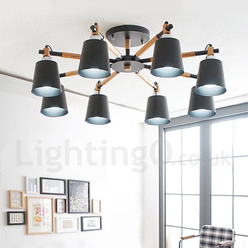 8 Light Modern Contemporary Wood Chandelier