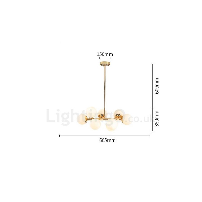 8 Light Modern Contemporary Chandelier with Glass Shade Light