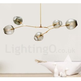 Modern Contemporary 5 Light Chandelier with Glass Shade Lamp