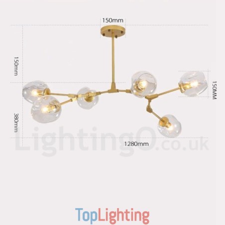 6 Light Modern Contemporary Chandelier with Clear Glass Shade & Light