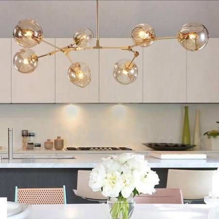 Modern Contemporary 7 Light Chandelier with Clear Glass Shade & Lamp Modern Contemporary 7 Light Chandelier with Clear Glass Shade & Lamp