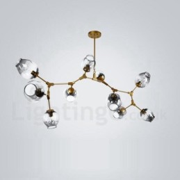 10 Light Golden Chandelier with Glass Shade Modern Contemporary Style Light