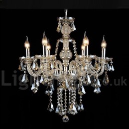 Retro Vintage Cognac Color K9 Crystal Modern Chandelier with 6 Lights