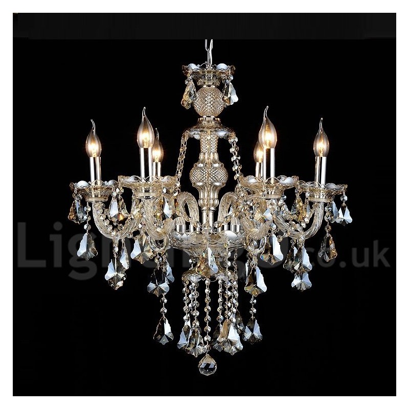 Retro Vintage Cognac Color K9 Crystal Modern Chandelier with 6 Lights