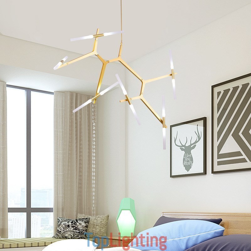 12 Light Modern Contemporary Chandelier Light (Black Golden)
