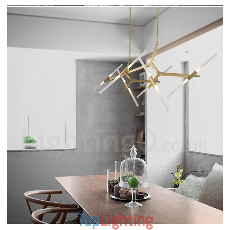 12 Light Modern Contemporary Chandelier Light (Black Golden)
