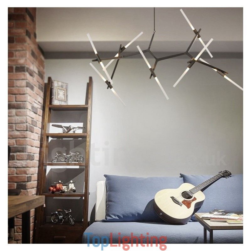14 Light Modern Contemporary Chandelier Light (Black Golden)