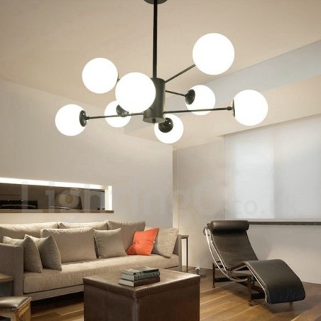 Black 8 Light Modern Contemporary 2 Tier Metal Chandelier with Glass Shade Black 8 Light Modern Contemporary 2 Tier Metal Chandelier with Glass Shade
