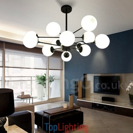 Black 12 Light 2 Tier Metal Chandelier with Glass Shade Modern Contemporary Style Black 12 Light 2 Tier Metal Chandelier with Glass Shade Modern Contemporary Style