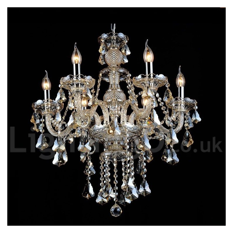 Retro Vintage Cognac Color K9 Crystal Modern Chandelier with 6 Lights