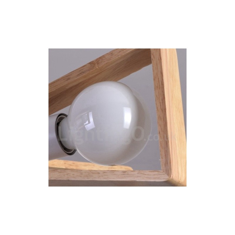 Wood Single Tier 3 Light Chandelier Lamp Modern Contemporary Style