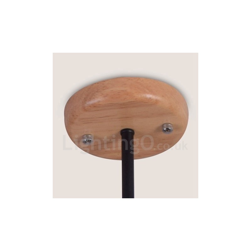 Wood Single Tier 3 Light Chandelier Lamp Modern Contemporary Style