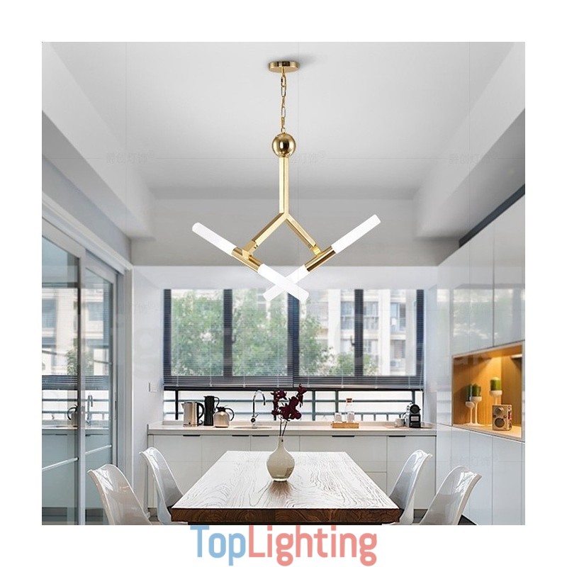 Modern Contemporary 2 Tier 4 Light Golden Chandelier Lamp