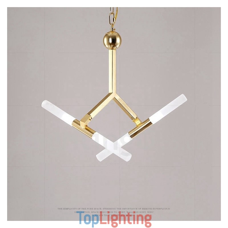 Modern Contemporary 2 Tier 4 Light Golden Chandelier Lamp