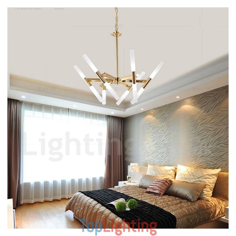 Modern Contemporary 2 Tier 12 Light Golden Chandelier Lamp