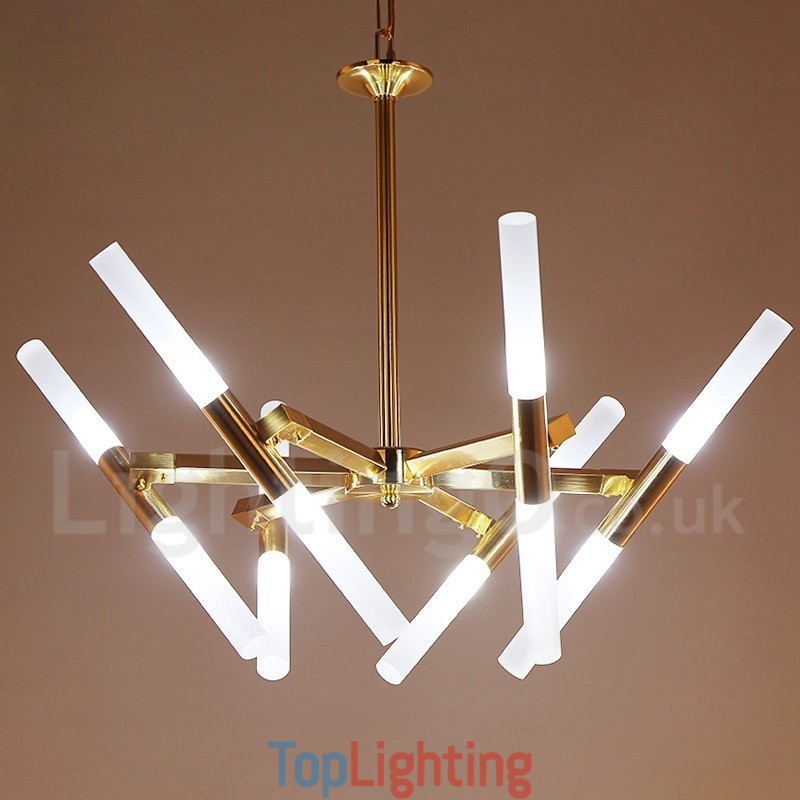 Modern Contemporary 2 Tier 12 Light Golden Chandelier Lamp