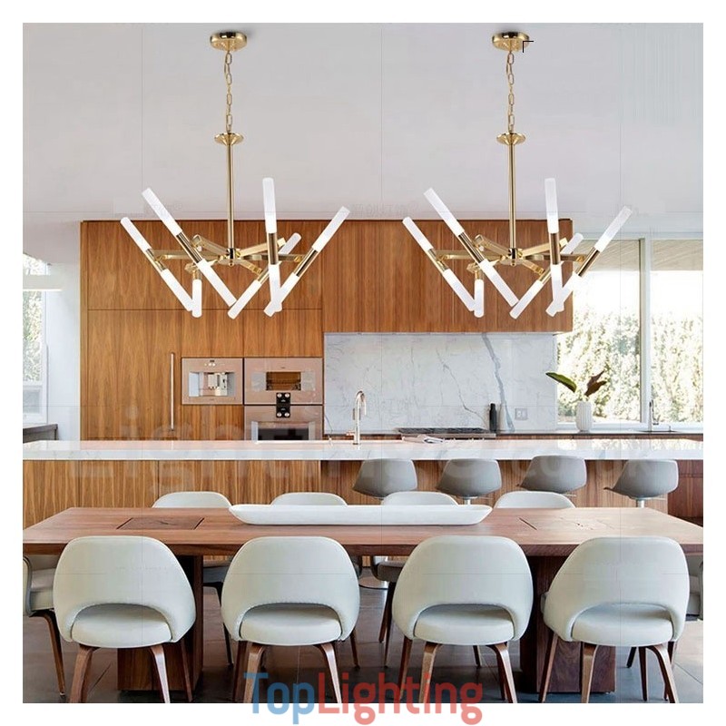 Modern Contemporary 2 Tier 12 Light Golden Chandelier Lamp