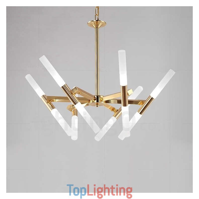 Modern Contemporary 2 Tier 12 Light Golden Chandelier Lamp