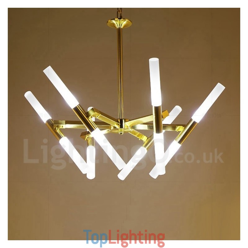 Modern Contemporary 2 Tier 12 Light Golden Chandelier Lamp
