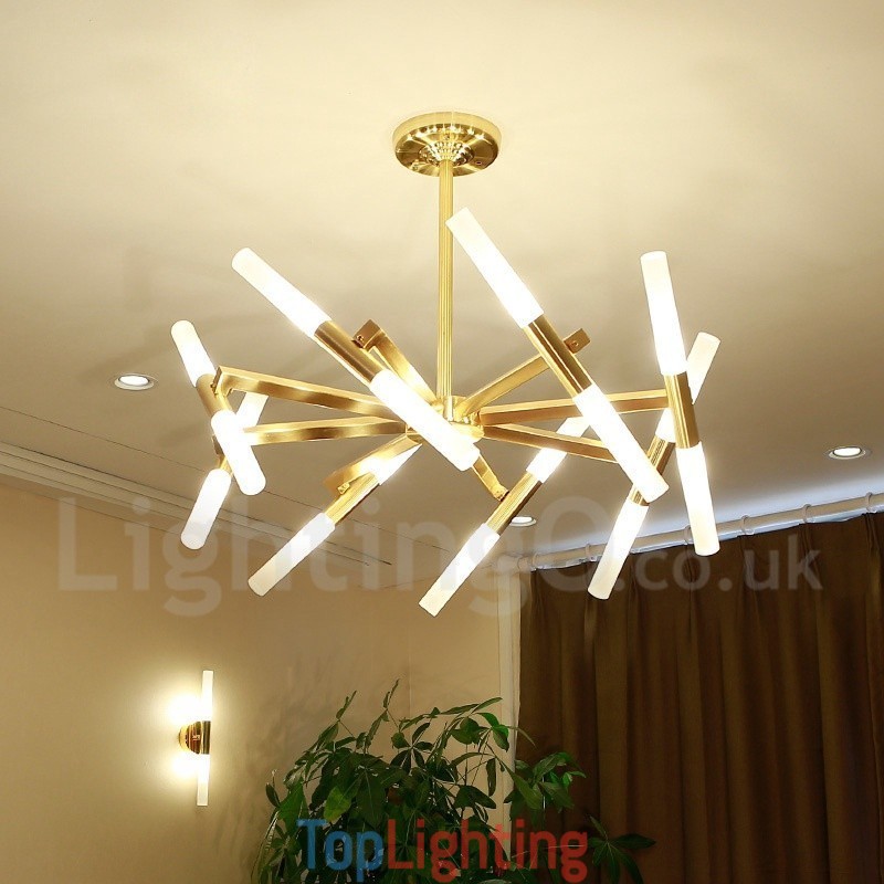 Modern Contemporary 2 Tier 16 Light Golden Chandelier Lamp