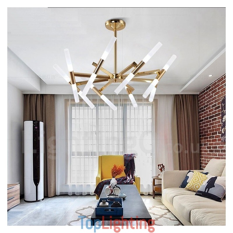 Modern Contemporary 2 Tier 16 Light Golden Chandelier Lamp