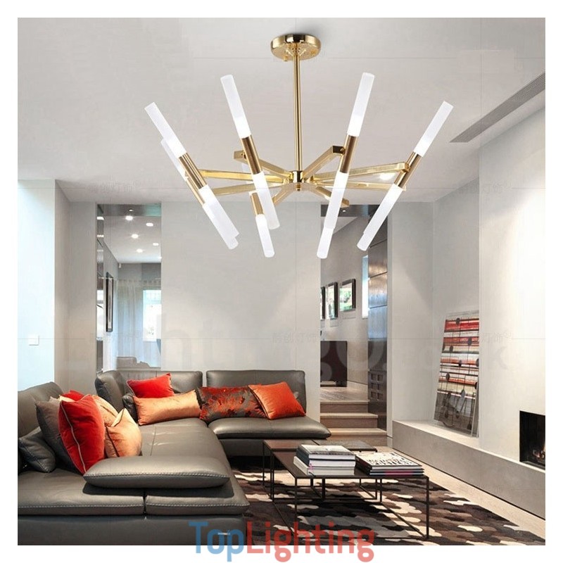 Modern Contemporary 2 Tier 16 Light Golden Chandelier Lamp