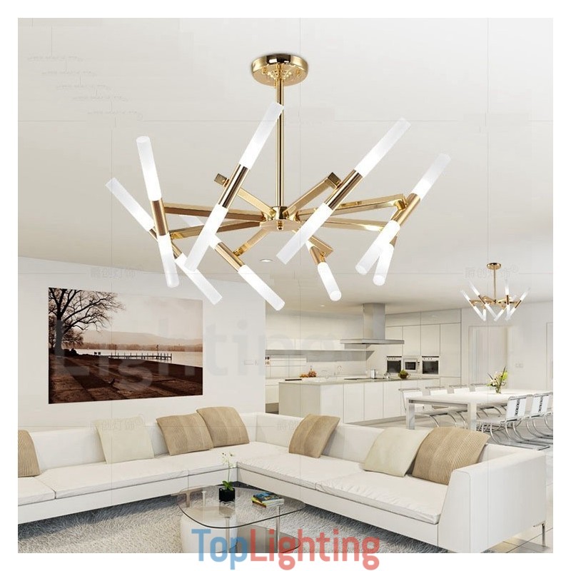 Modern Contemporary 2 Tier 16 Light Golden Chandelier Lamp