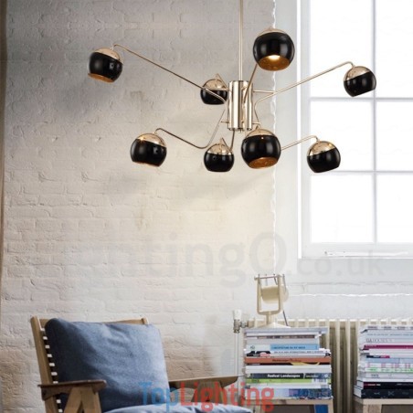 8 Light 2 Tier Modern Contemporary Metal Chandelier Lamp with Glass Shade