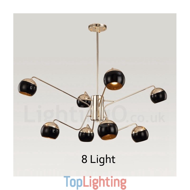 8 Light 2 Tier Modern Contemporary Metal Chandelier Lamp with Glass Shade