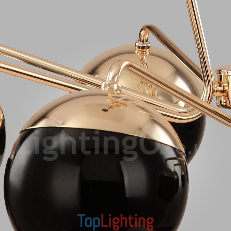 8 Light Single Tier Modern Contemporary Metal Chandelier Lamp with Glass Shade