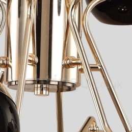 10 Light Single Tier Modern Contemporary Metal Chandelier Lamp with Glass Shade