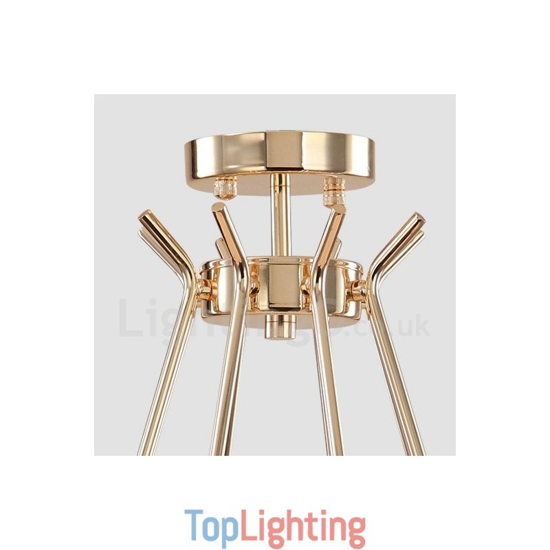 10 Light Single Tier Modern Contemporary Metal Chandelier Lamp with Glass Shade