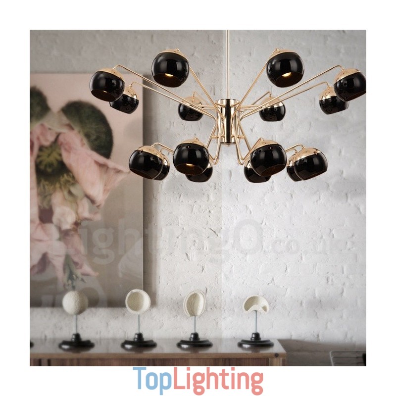 16 Light 2 Tier Modern Contemporary Metal Chandelier Lamp with Glass Shade