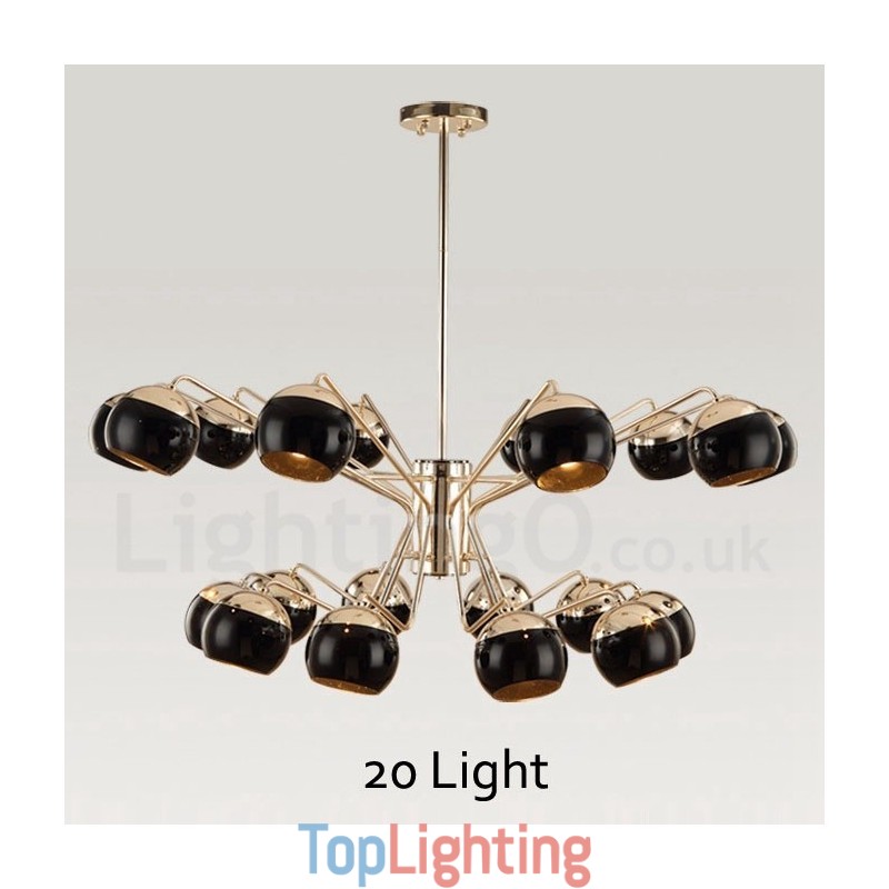Contemporary Metal Chandelier Lamp with Glass Shade