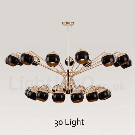 30 Light 2 Tier Modern Contemporary Metal Chandelier Lamp with Glass Shade 30 Light 2 Tier Modern Contemporary Metal Chandelier Lamp with Glass Shade