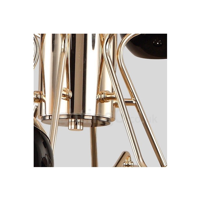 30 Light 2 Tier Modern Contemporary Metal Chandelier Lamp with Glass Shade