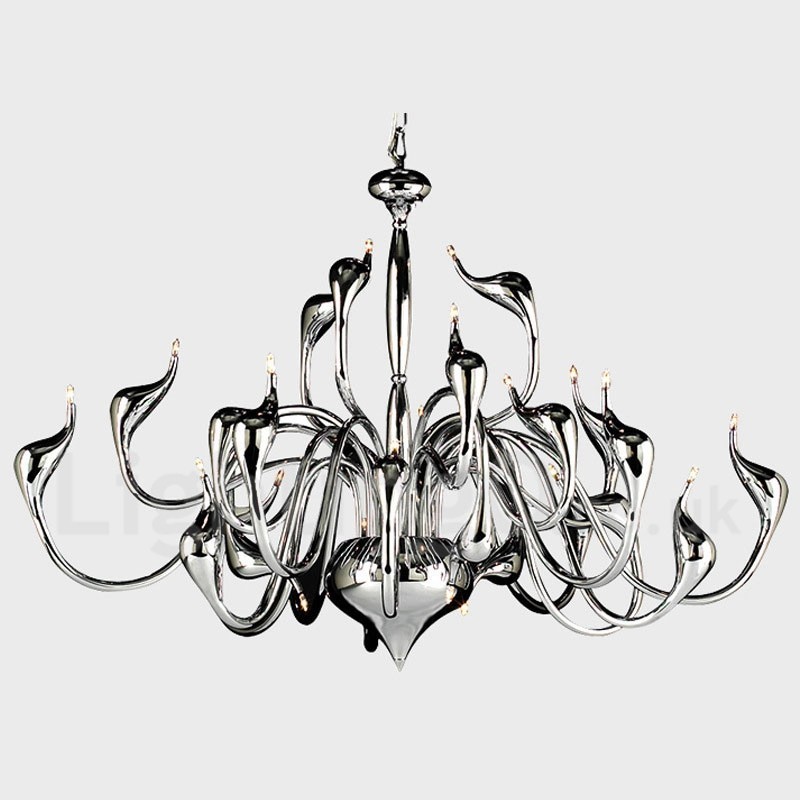 24 Lights Modern Swan Chandelier Light G4 Chrome Plating Bulb Included