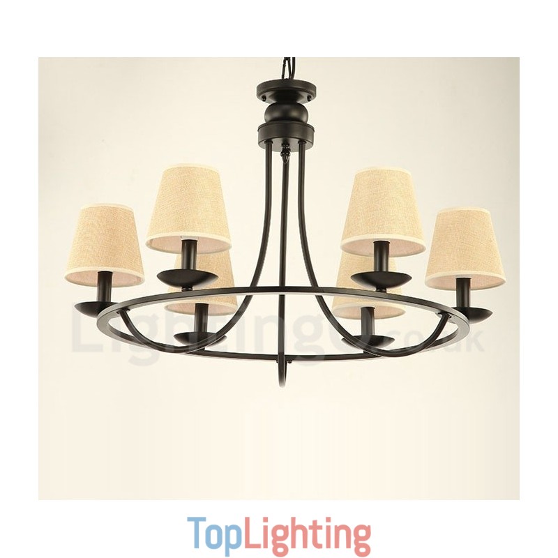 Country Retro 6 Light Single Tier Chandelier Lamp Light